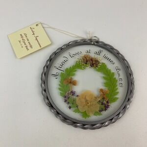 Vintage Lasting Impressions Friends Pressed Dried Flowers Sun Catcher w/ Tag